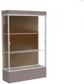Waddell Display Case Of Ghent Edge Lighted Floor Case, Chocolate Back, Satin Frame, 12" Morro Zephyr Base, 48"W x 76"H x 20"D 94LFCO-SN-MZ